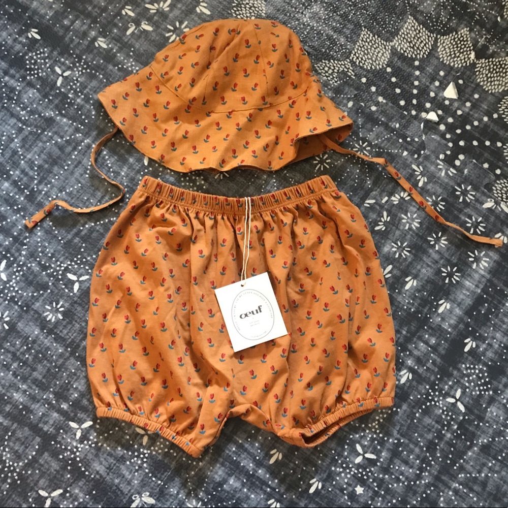 Oeuf adorable tulip bloomers and hat set 2T NEW